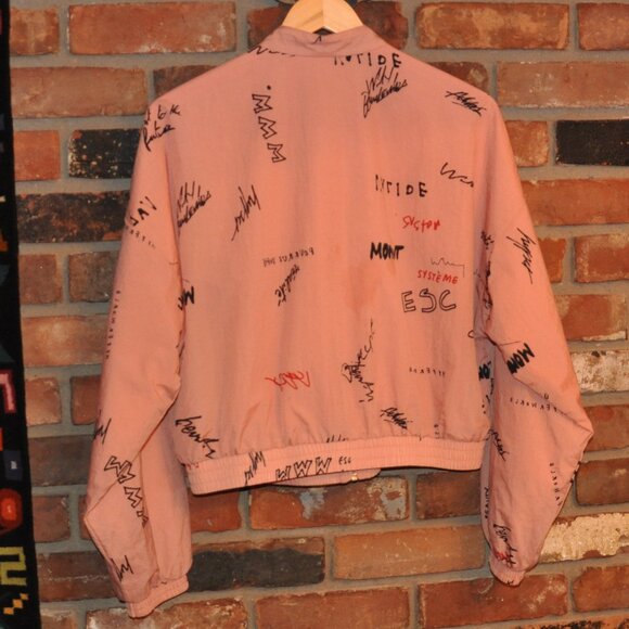 Adidas RYV Originals Trefoil Graffiti Printed Track Top Jacket Pink L - Picture 3 of 8